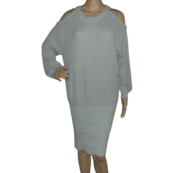 J.O.A. Sweater Dress Womens Size Small Los Angeles Gray Cold Shoulder knee - Picture 1 of 12
